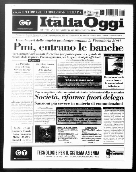 Italia oggi : quotidiano di economia finanza e politica